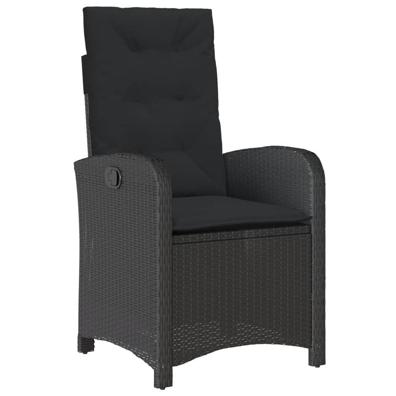 vidaXL 9 Piece Garden Dining Set with Cushions Black Poly Rattan