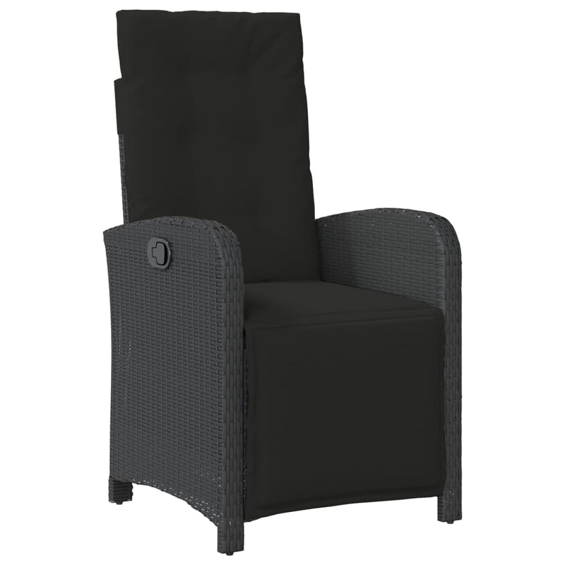 vidaXL 3 Piece Bistro Set with Cushions Black Poly Rattan