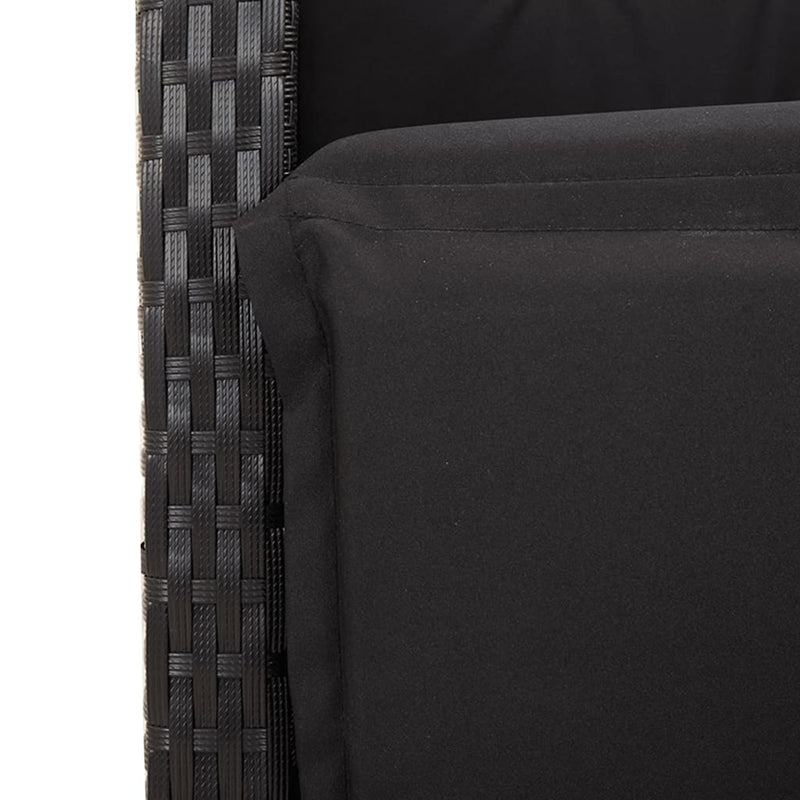 vidaXL 3 Piece Bistro Set with Cushions Black Poly Rattan