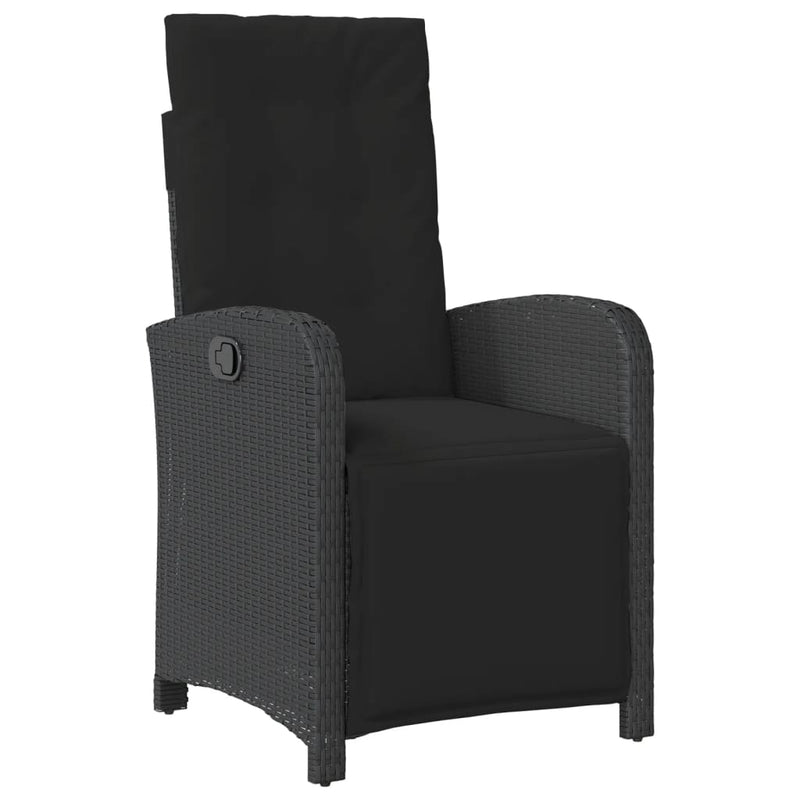 vidaXL 3 Piece Bistro Set with Cushions Black Poly Rattan