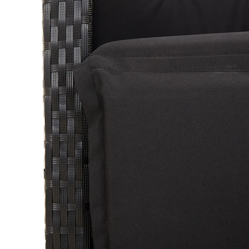 vidaXL 3 Piece Bistro Set with Cushions Black Poly Rattan