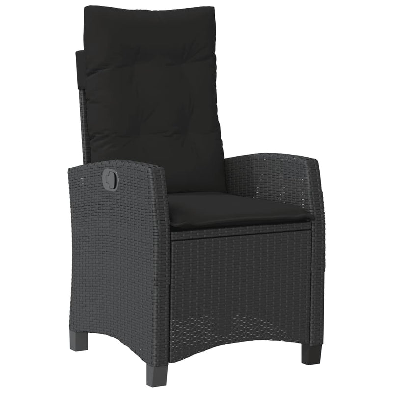 vidaXL 3 Piece Garden Dining Set with Cushions Black Poly Rattan