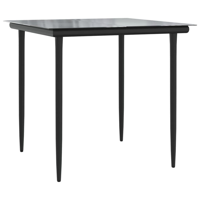 vidaXL 3 Piece Garden Dining Set with Cushions Black Poly Rattan