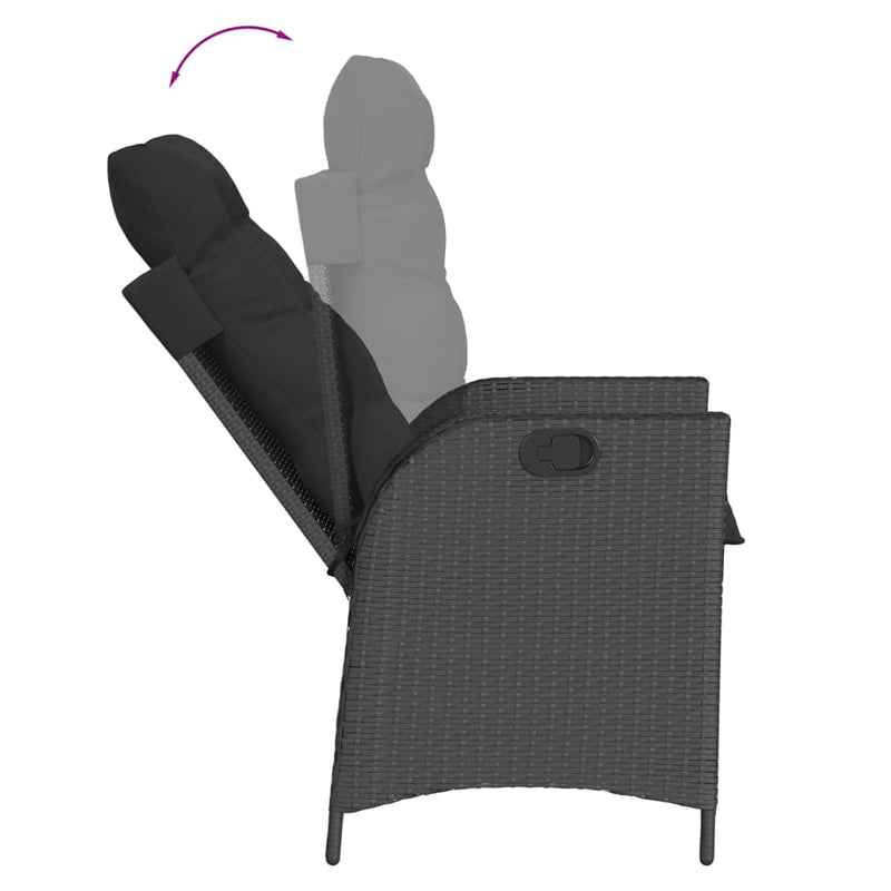 vidaXL 5 Piece Garden Dining Set with Cushions Black Poly Rattan