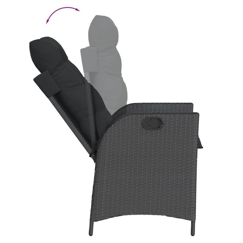 vidaXL 5 Piece Garden Dining Set with Cushions Black Poly Rattan