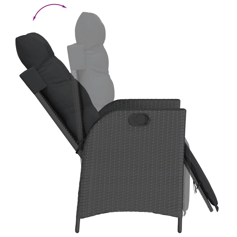 vidaXL 7 Piece Garden Dining Set with Cushions Black Poly Rattan