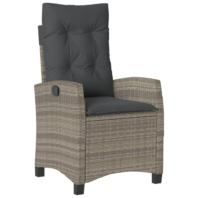 vidaXL 3 Piece Garden Dining Set with Cushions Grey Poly Rattan