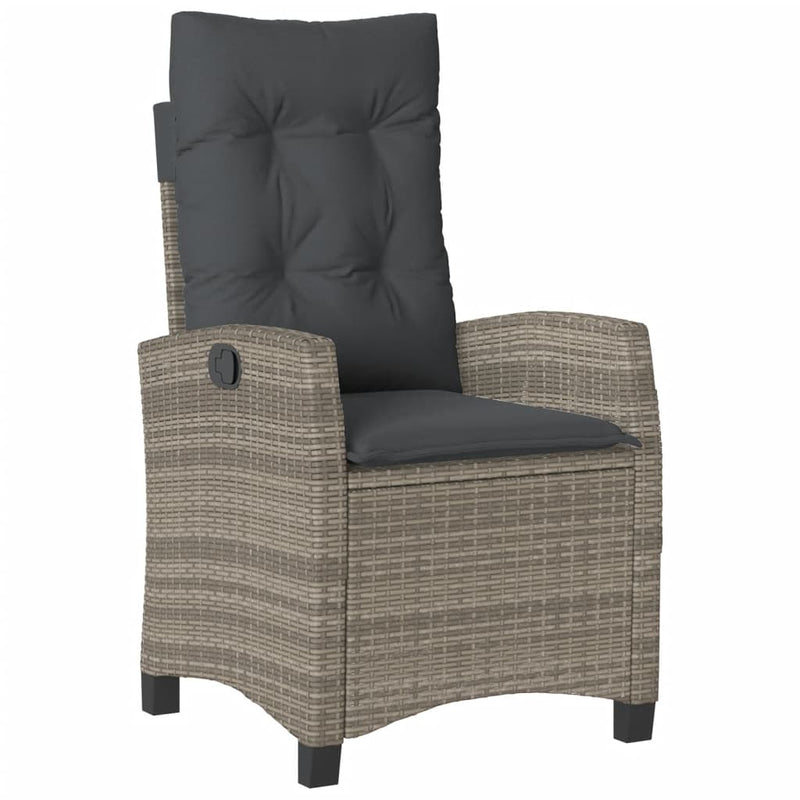 vidaXL 3 Piece Garden Dining Set with Cushions Grey Poly Rattan