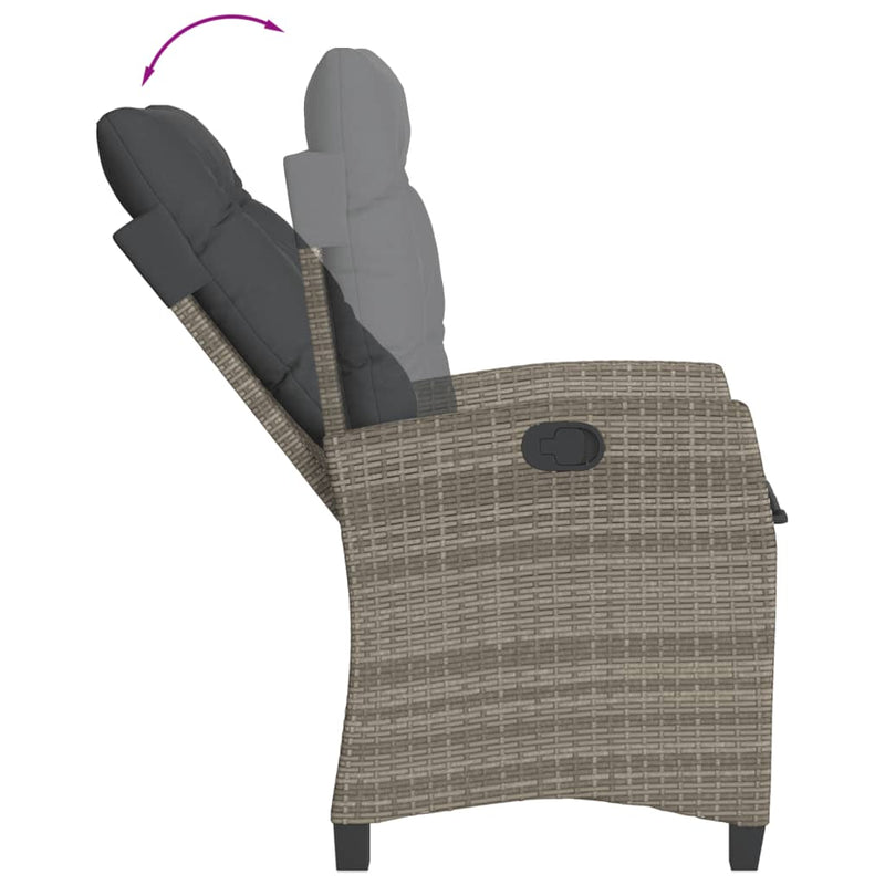 vidaXL 3 Piece Garden Dining Set with Cushions Grey Poly Rattan