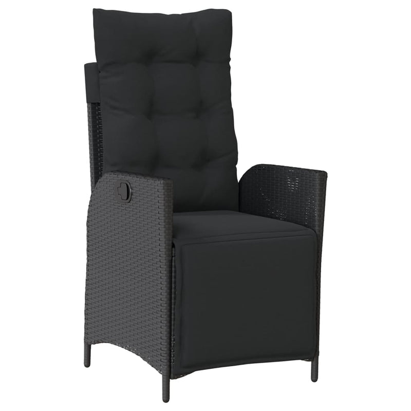 vidaXL 3 Piece Garden Dining Set with Cushions Black Poly Rattan