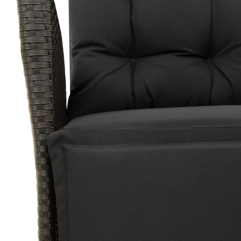vidaXL 3 Piece Garden Dining Set with Cushions Black Poly Rattan
