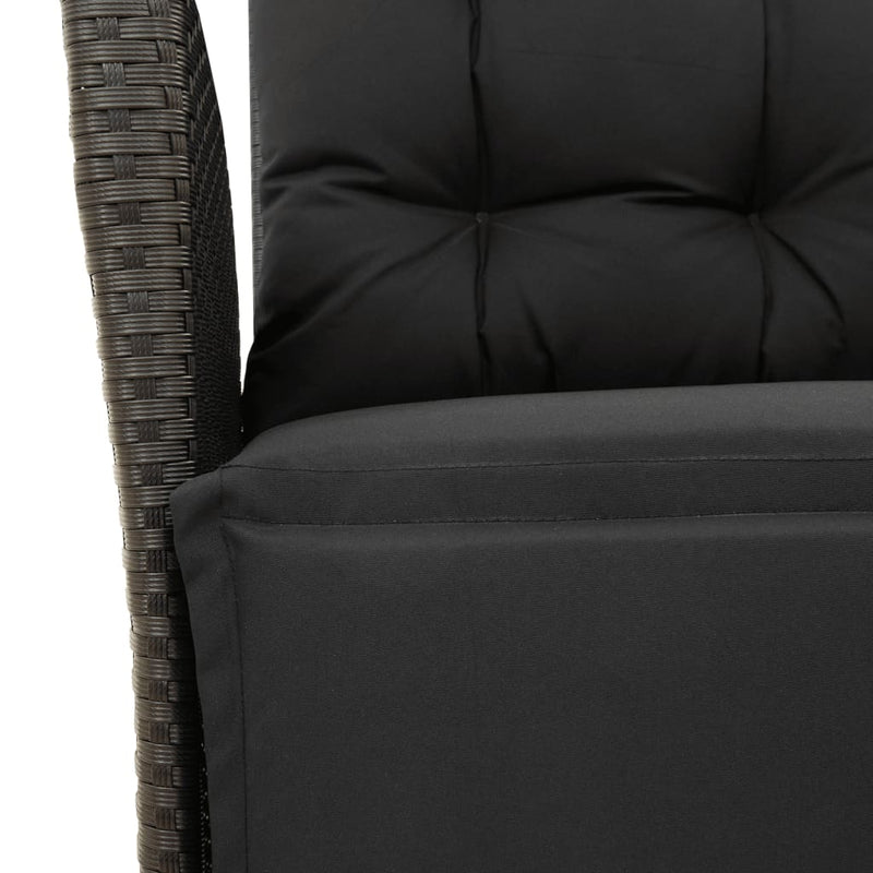 vidaXL 3 Piece Garden Dining Set with Cushions Black Poly Rattan