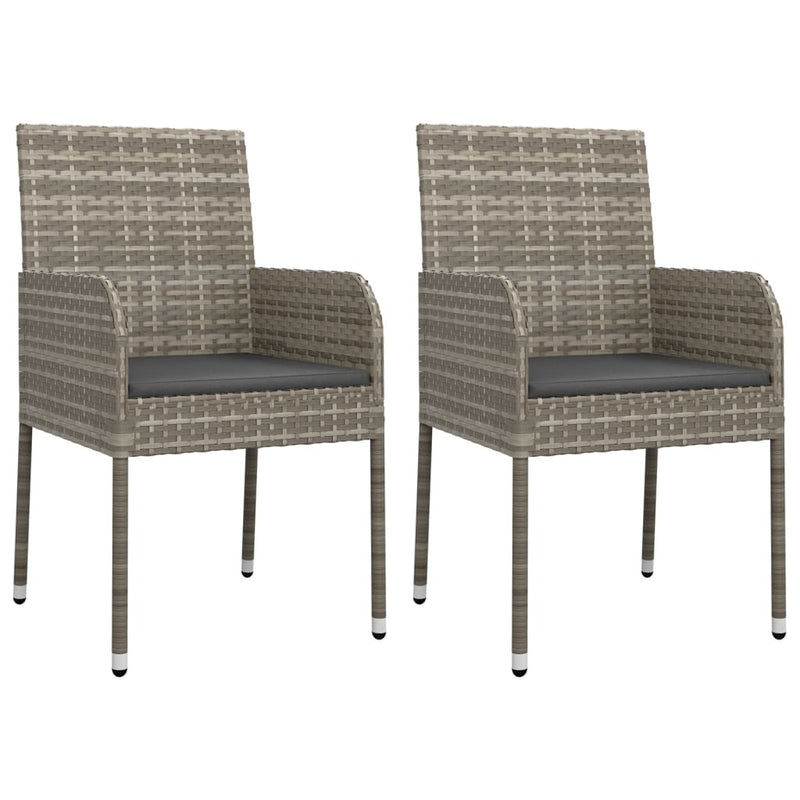 vidaXL 7 Piece Garden Dining Set with Cushions Grey Poly Rattan