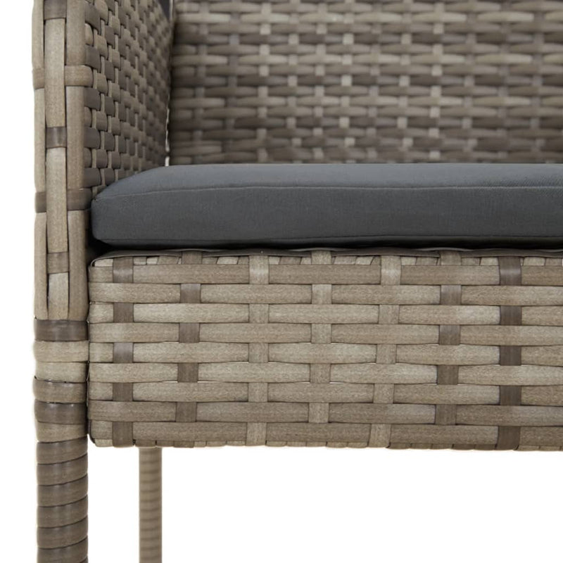 vidaXL 9 Piece Garden Dining Set with Cushions Grey Poly Rattan
