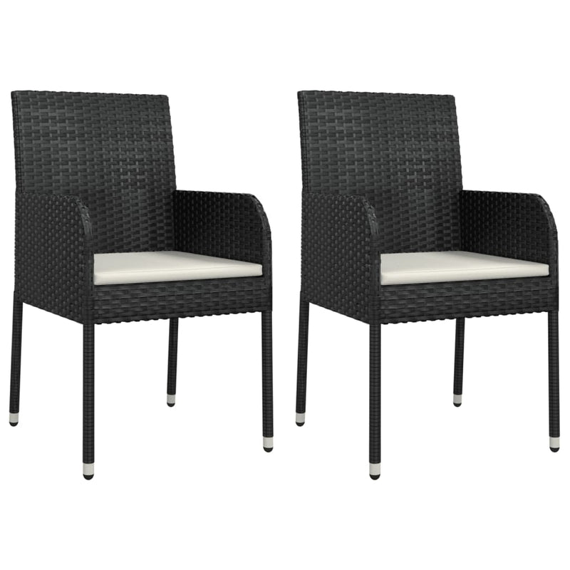 vidaXL 9 Piece Garden Dining Set with Cushions Black Poly Rattan
