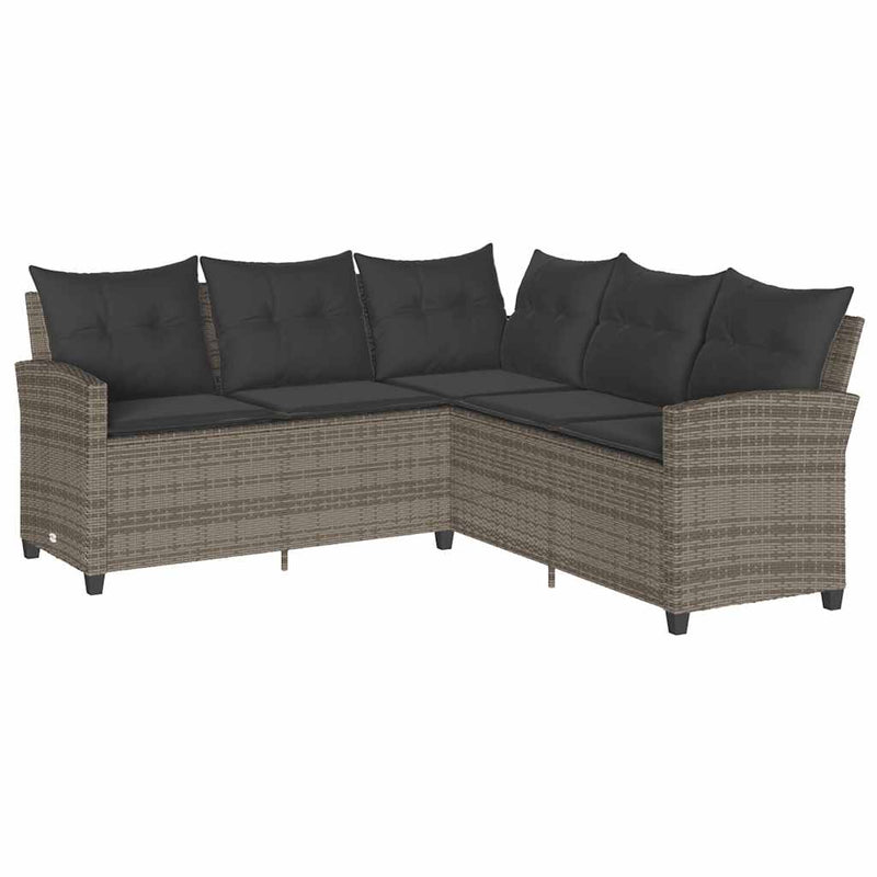 vidaXL 6 Piece Garden Sofa Set with Cushions L-shaped Grey Poly Rattan