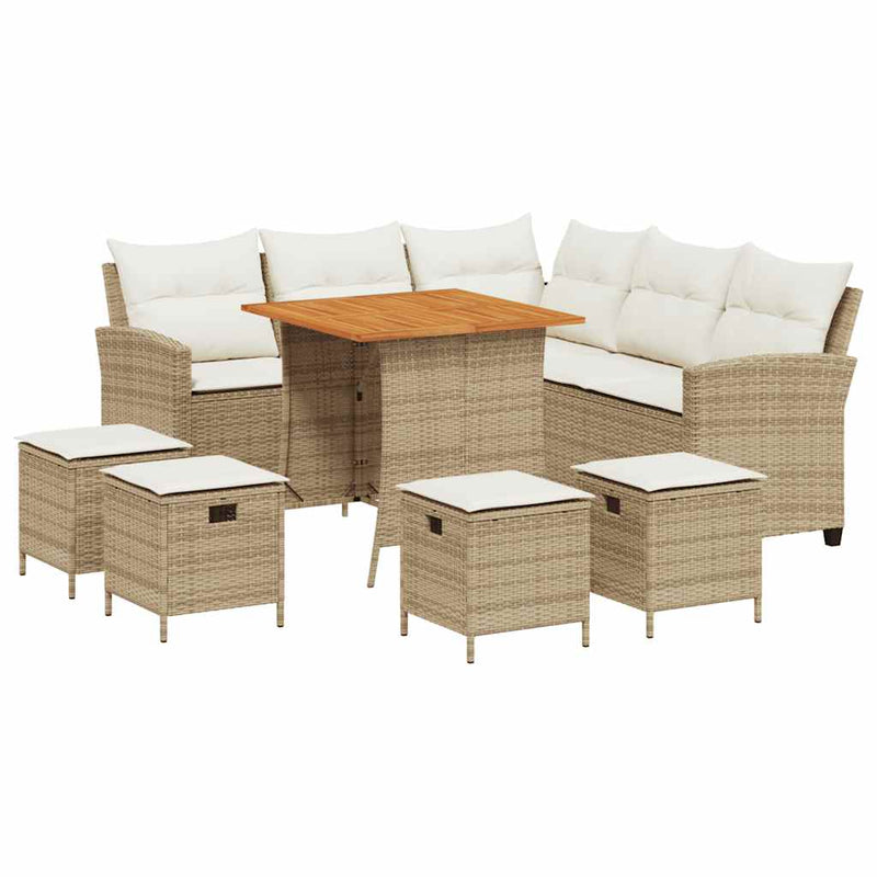 vidaXL 6 Piece Garden Sofa Set with Cushions L-shaped Beige Poly Rattan