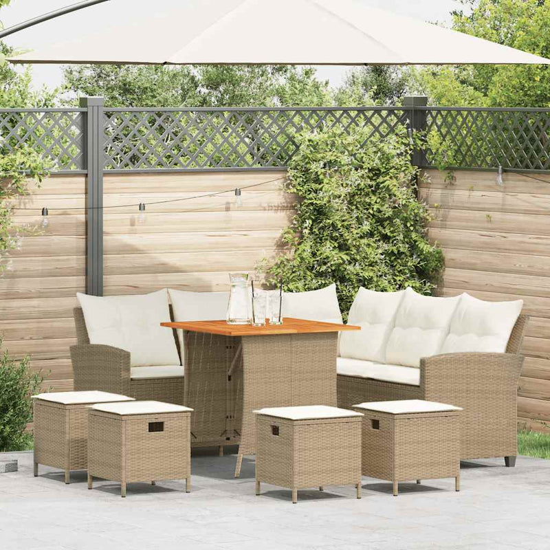 vidaXL 6 Piece Garden Sofa Set with Cushions L-shaped Beige Poly Rattan