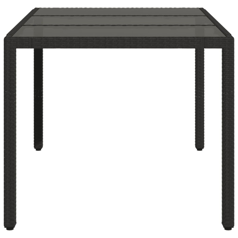 vidaXL Garden Table with Glass Top Black 150x90x75 cm Poly Rattan