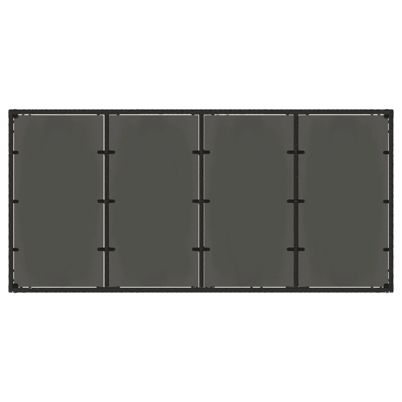 vidaXL Garden Table with Glass Top Black 190x90x75 cm Poly Rattan