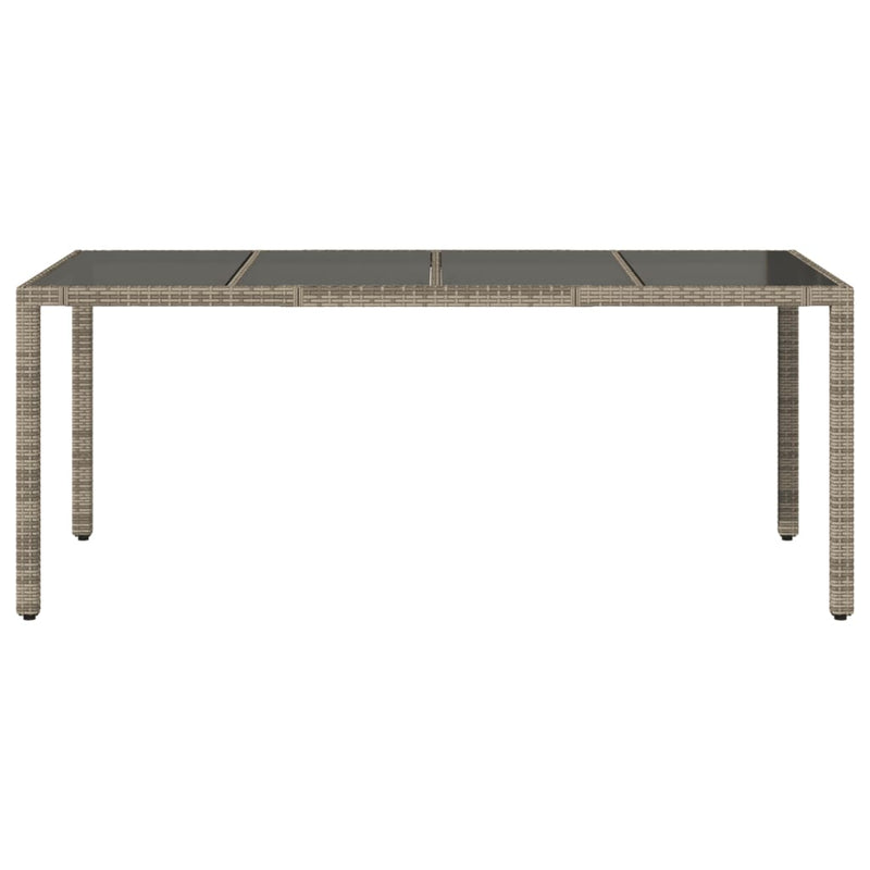 vidaXL Garden Table with Glass Top Grey 190x90x75 cm Poly Rattan