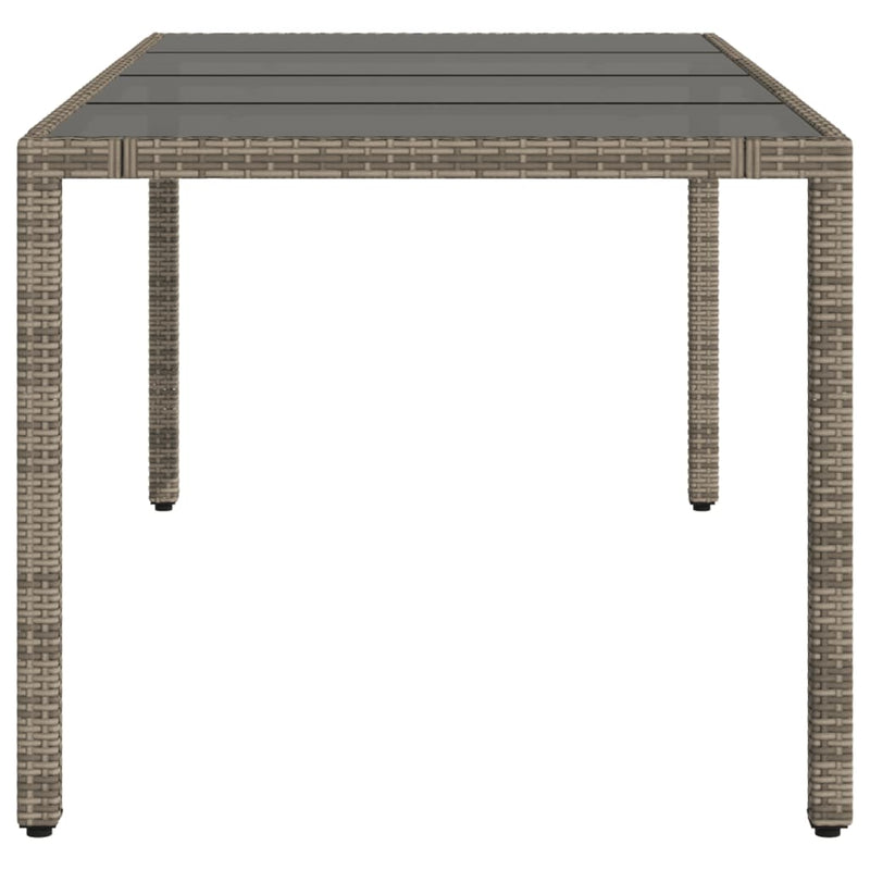 vidaXL Garden Table with Glass Top Grey 190x90x75 cm Poly Rattan