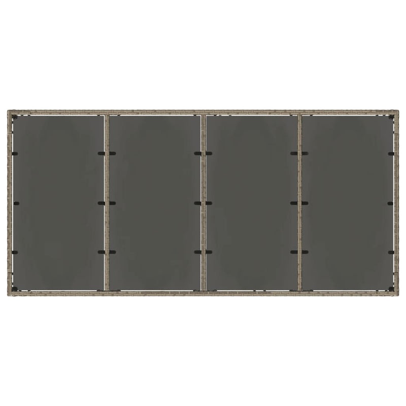 vidaXL Garden Table with Glass Top Grey 190x90x75 cm Poly Rattan