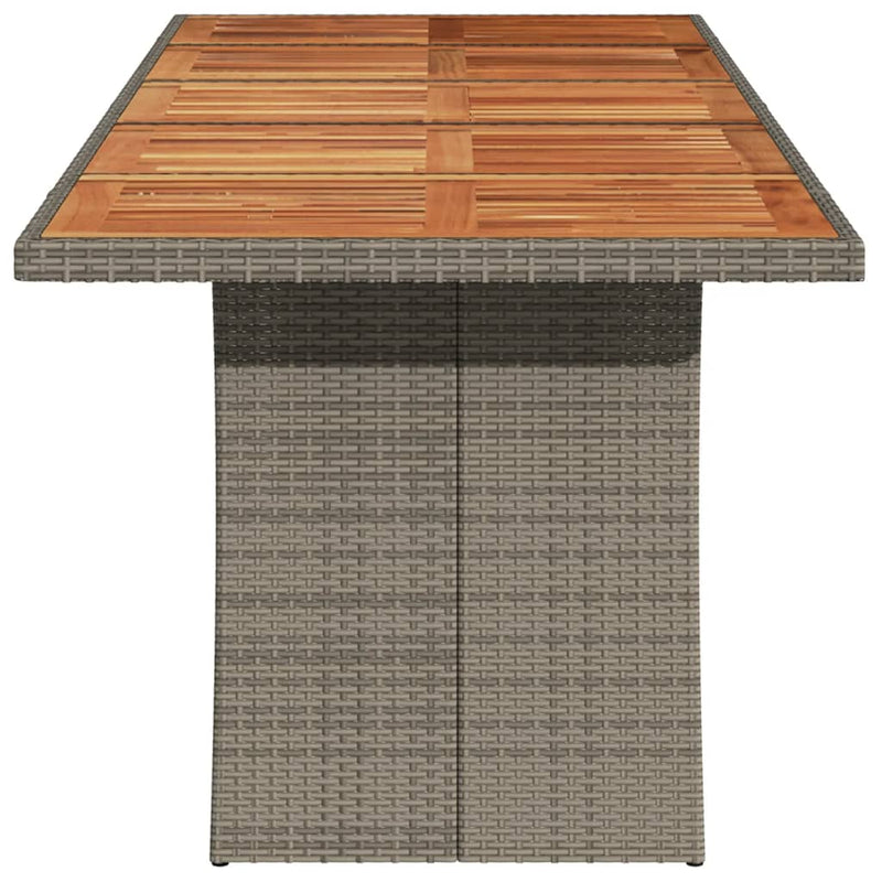 vidaXL Garden Table with Acacia Wood Top Grey 240x90x75 cm Poly Rattan