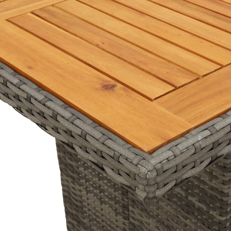 vidaXL Garden Table with Acacia Wood Top Grey 240x90x75 cm Poly Rattan