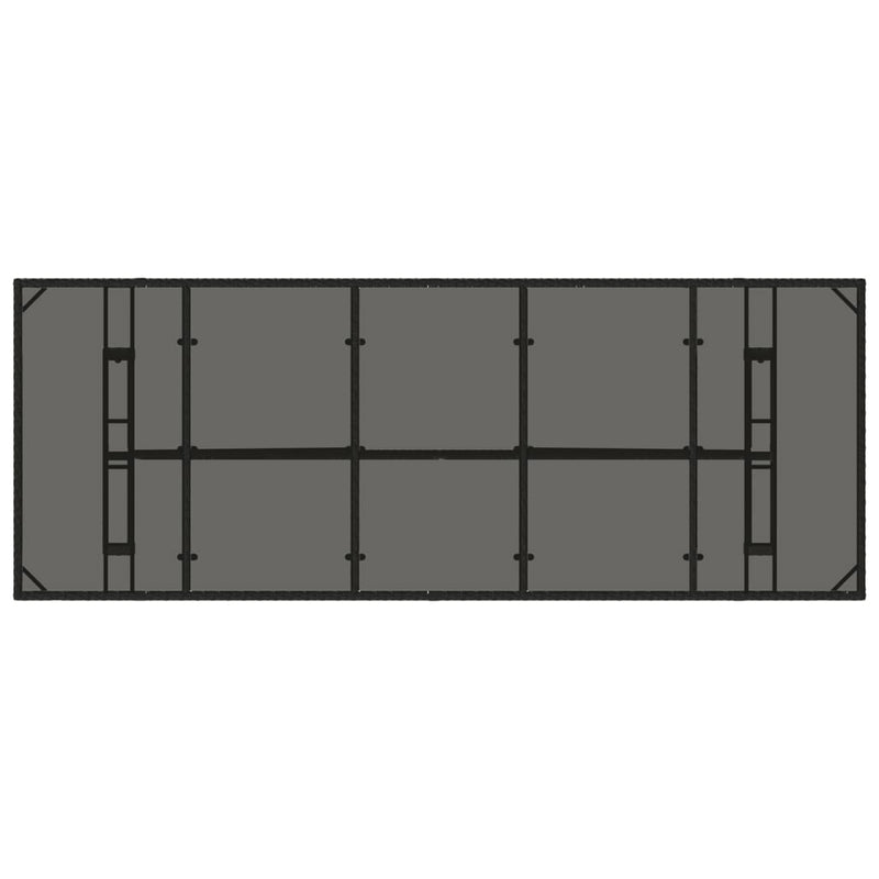 vidaXL Garden Table with Glass Top Black 240x90x75 cm Poly Rattan