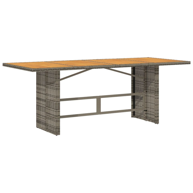 vidaXL Garden Table with Acacia Wood Top Grey 190x80x75 cm Poly Rattan