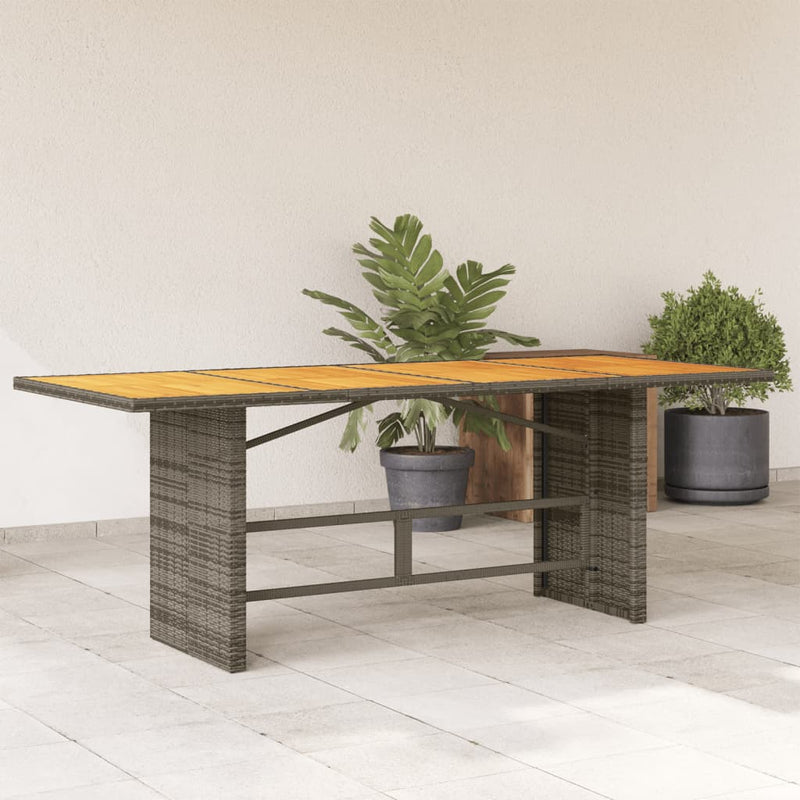 vidaXL Garden Table with Acacia Wood Top Grey 190x80x75 cm Poly Rattan