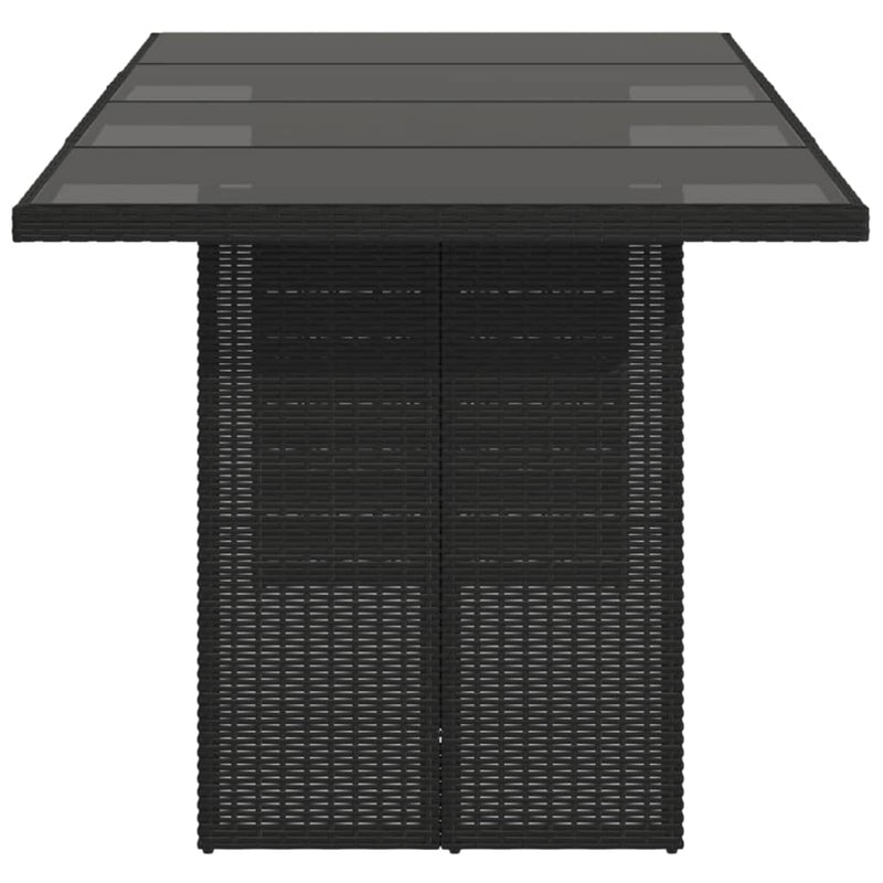 vidaXL Garden Table with Glass Top Black 190x80x75 cm Poly Rattan