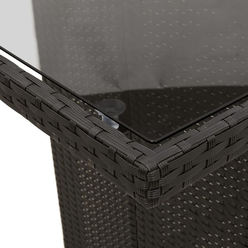 vidaXL Garden Table with Glass Top Black 190x80x75 cm Poly Rattan