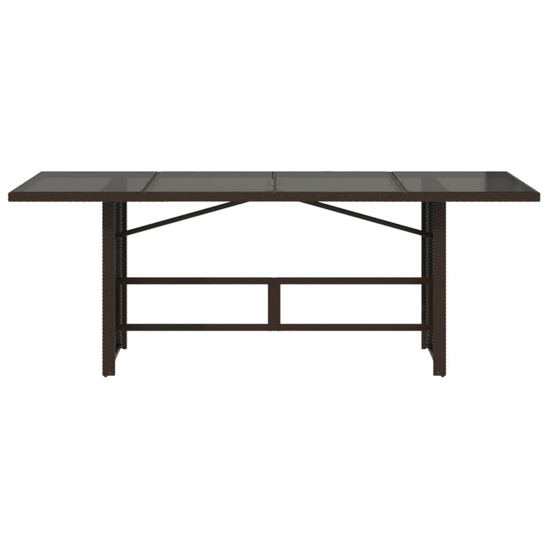 vidaXL Garden Table with Glass Top Brown 190x80x75 cm Poly Rattan