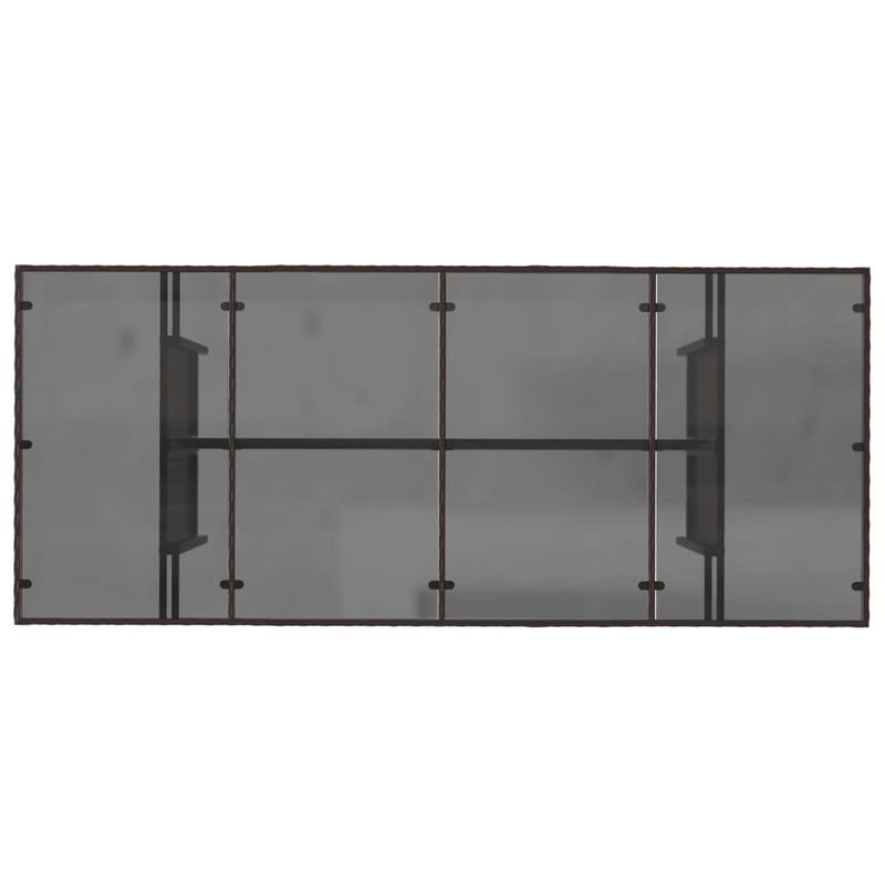 vidaXL Garden Table with Glass Top Brown 190x80x75 cm Poly Rattan