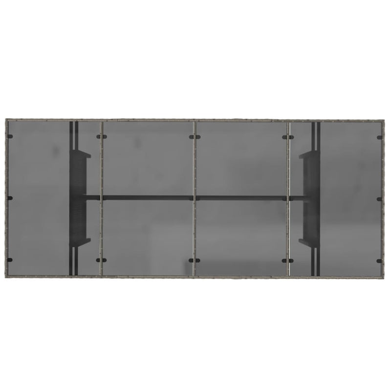 vidaXL Garden Table with Glass Top Grey 190x80x75 cm Poly Rattan