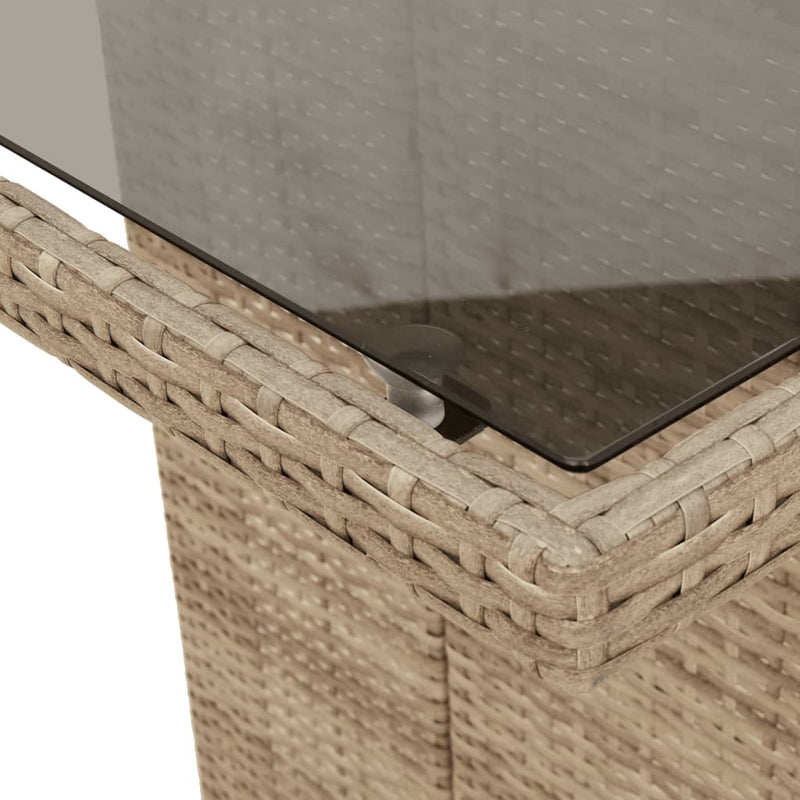 vidaXL Garden Table with Glass Top Beige 190x80x75 cm Poly Rattan