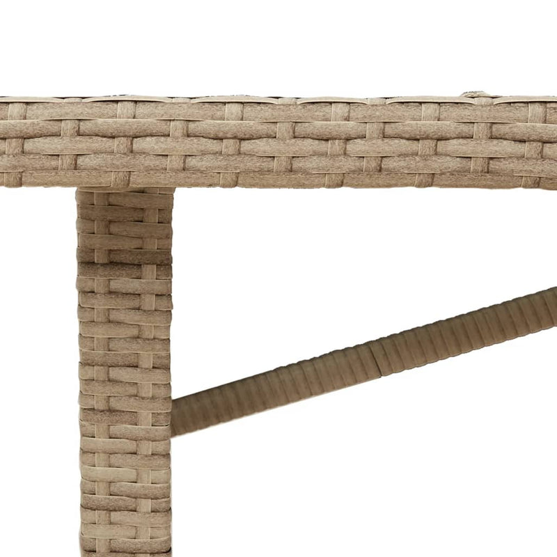 vidaXL Garden Table with Glass Top Beige 190x80x75 cm Poly Rattan