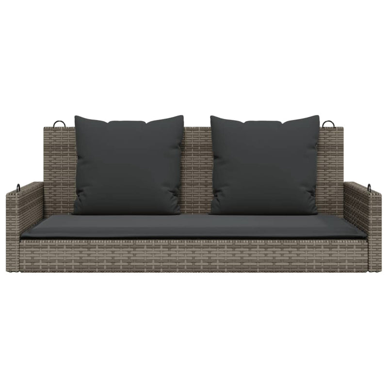 vidaXL Swing Bench with Cushions Grey 119x56x48 cm Poly Rattan