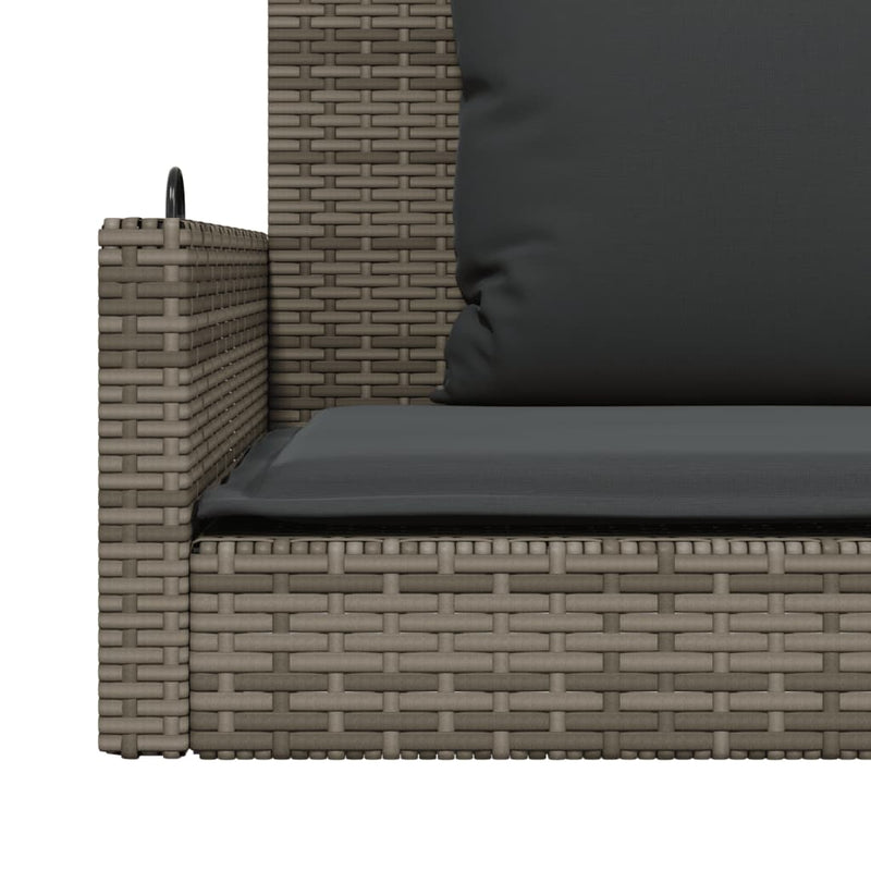 vidaXL Swing Bench with Cushions Grey 119x56x48 cm Poly Rattan