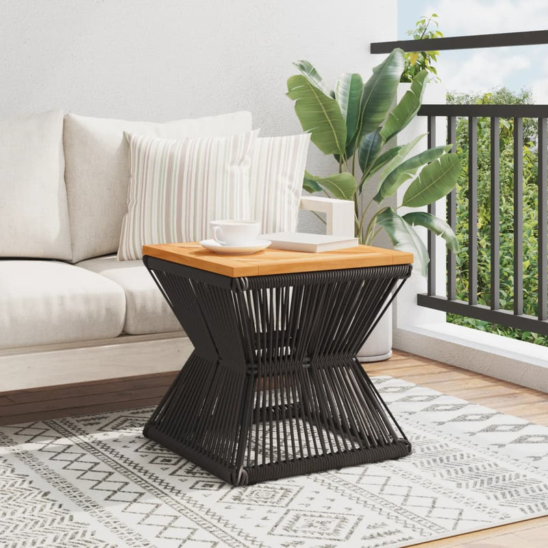 vidaXL Coffee Table with Wire Base Black 38x38x38 cm Solid Wood Acacia