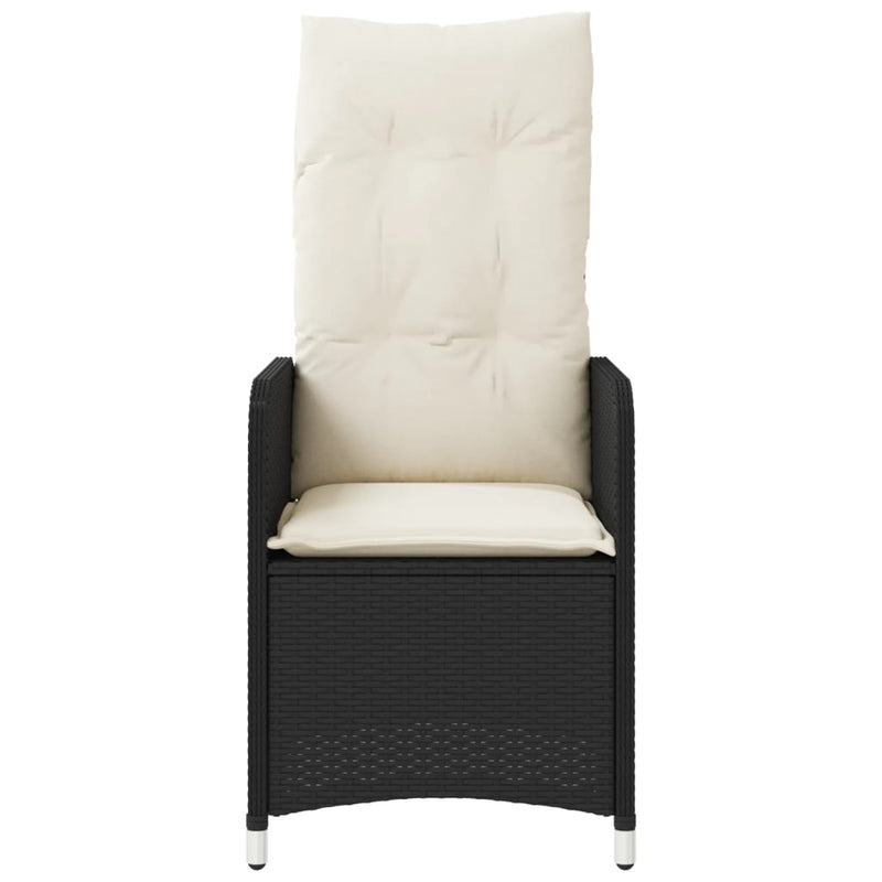 vidaXL Reclining Garden Chair with Cushions Black Poly Rattan