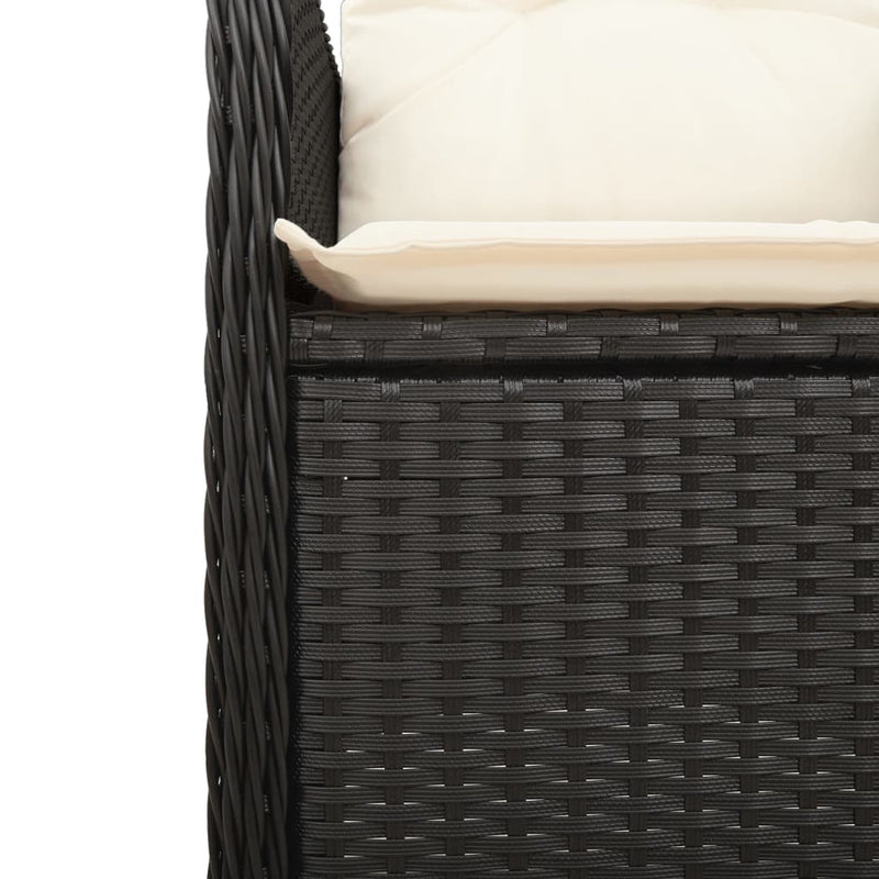vidaXL Reclining Garden Chair with Cushions Black Poly Rattan