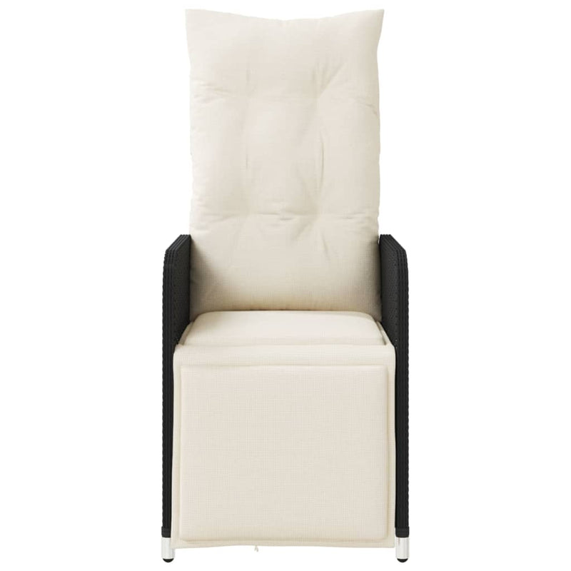 vidaXL Reclining Garden Chair with Cushions Black Poly Rattan