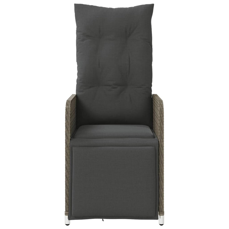 vidaXL Reclining Garden Chair with Cushions Grey Poly Rattan
