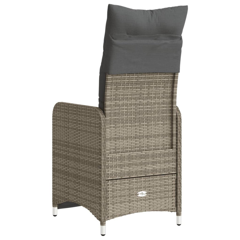 vidaXL Reclining Garden Chair with Cushions Grey Poly Rattan