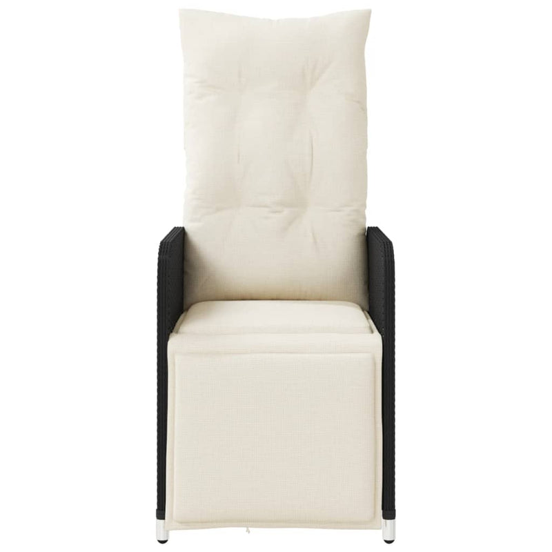 vidaXL Reclining Garden Chairs 2 pcs with Cushions Black Poly Rattan