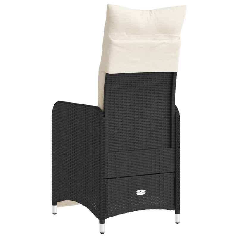 vidaXL Reclining Garden Chairs 2 pcs with Cushions Black Poly Rattan