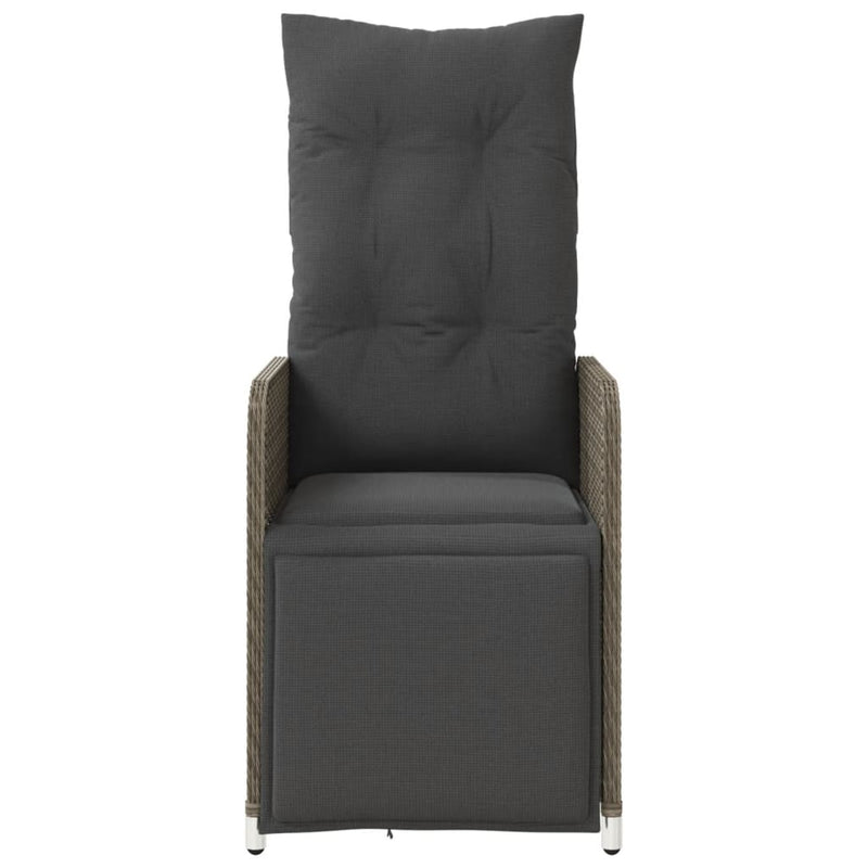 vidaXL Reclining Garden Chairs 2 pcs with Cushions Grey Poly Rattan